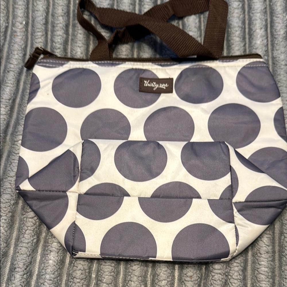 Thirty-One Gray and White Polka Dot Mini Bag